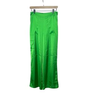 House of Harlow 1960 NWOT Lime Green Satin Pull‎ On Wide Leg Pants Quiet Luxury